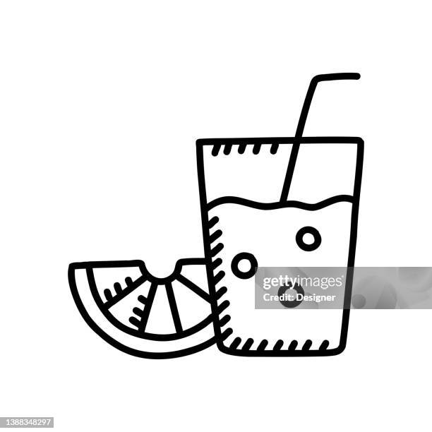 lemonade hand drawn icon, doodle style vector illustration - ice cube drawing stock illustrations