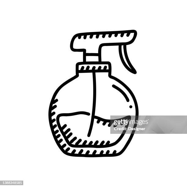 sprey bottle hand drawn icon, doodle style vector illustration - packaging design plastic stock illustrations