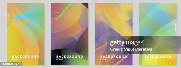 set of vector crazy holographic gradient templates. empty blank rainbow templates for cover, presentation, brochure or background. easy to modify and resize. made using full vector gradient mesh tool - chrome texture stock illustrations