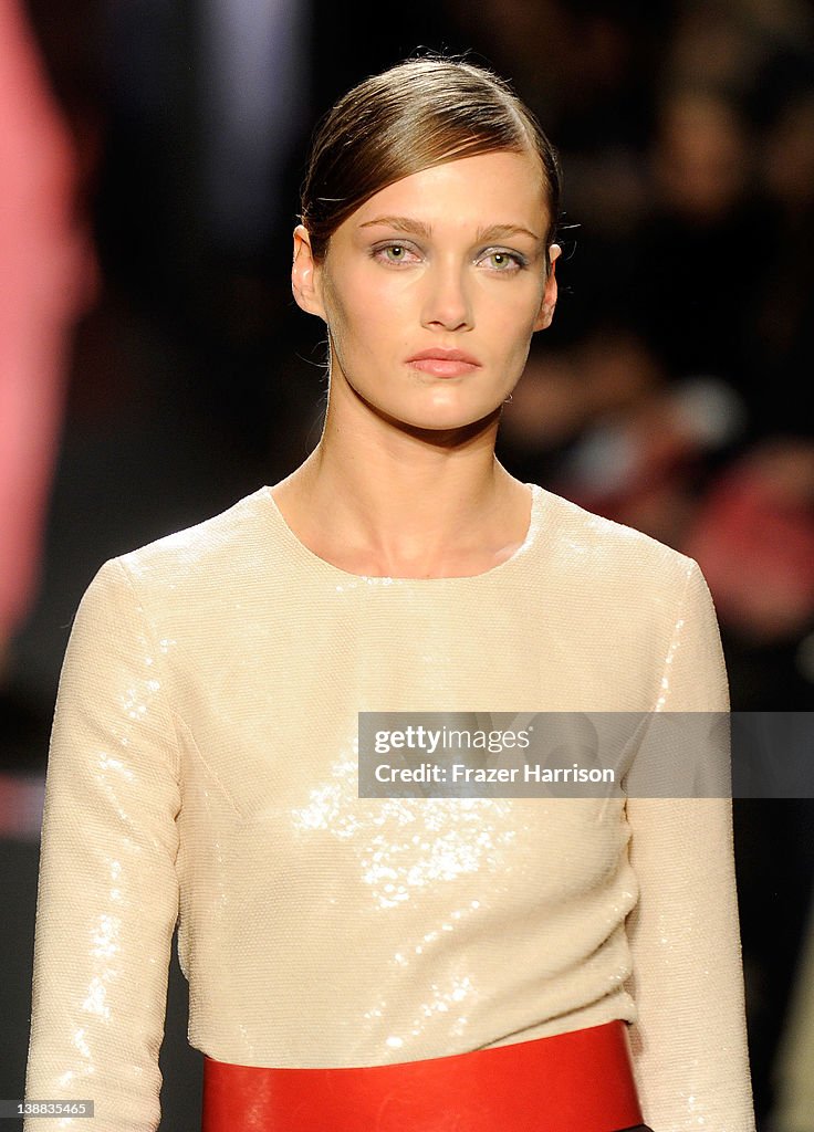 A model walks the runway at the Diane Von Furstenberg Fall 2012... News ...