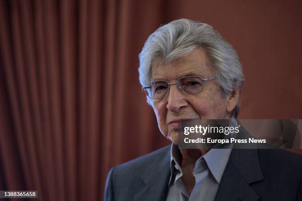 The composer Manuel Alejandro poses at the presentation of a concert, at the Teatro Real, on 29 March, 2022 in Madrid, Spain. Manuel Alejandro...