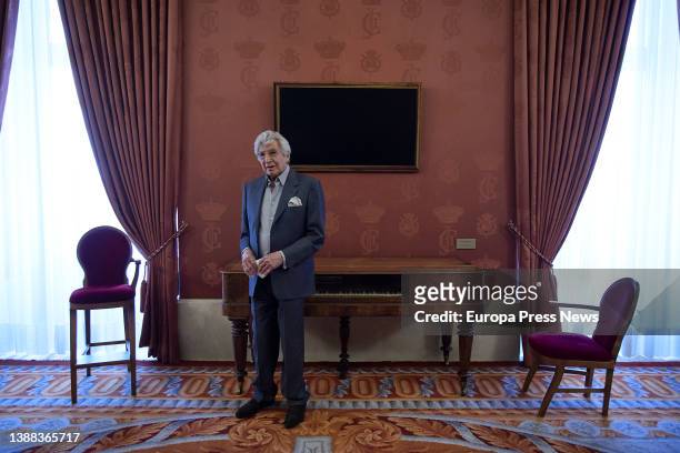 The composer Manuel Alejandro poses at the presentation of a concert, at the Teatro Real, on 29 March, 2022 in Madrid, Spain. Manuel Alejandro...