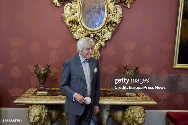 The composer Manuel Alejandro poses at the presentation of a concert, at the Teatro Real, on 29 March, 2022 in Madrid, Spain. Manuel Alejandro...