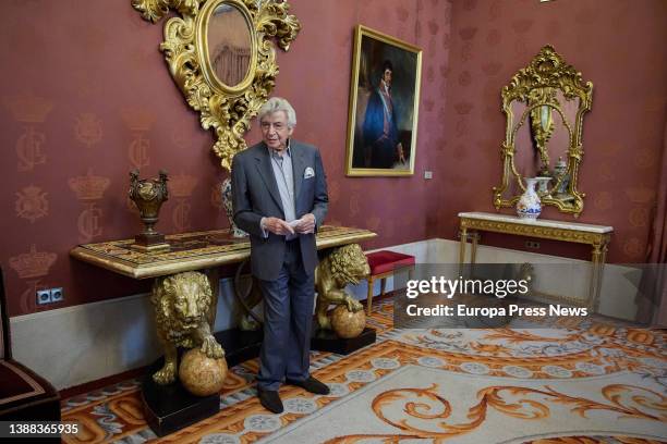 The composer Manuel Alejandro poses at the presentation of a concert, at the Teatro Real, on 29 March, 2022 in Madrid, Spain. Manuel Alejandro...