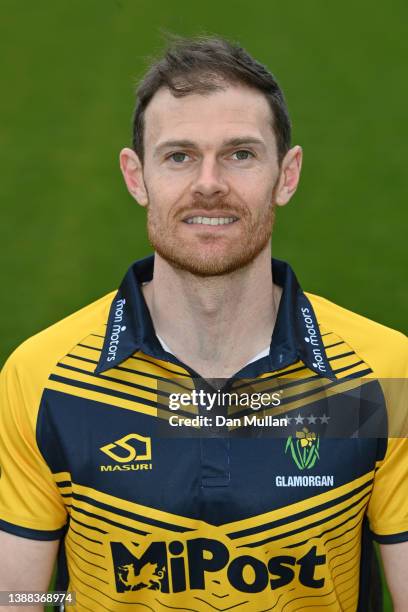 James Harris of Glamorgan poses for portrait during the Glamorgan CCC Photocall at Sophia Gardens on March 29, 2022 in Cardiff, Wales.