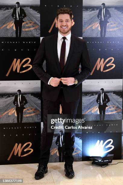 Singer Michael Buble presents 'Higher' new album at the Melia Fenix Hotel on March 29, 2022 in Madrid, Spain.