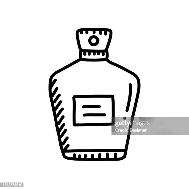 perfume hand drawn icon, doodle style vector illustration - spraying perfume stock illustrations