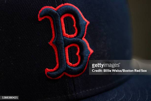 Hat is displayed during a Boston Red Sox spring training team workout on March 14, 2022 at jetBlue Park at Fenway South in Fort Myers, Florida.