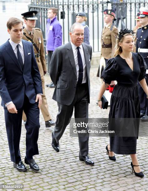 David Armstrong-Jones, 2nd Earl of Snowdon attends the memorial service for the Duke Of Edinburgh at Westminster Abbey on March 29, 2022 in London,...