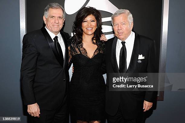 President and C.E.O. Leslie Moonves, TV personality Julie Chen and New England Patriots owner Robert Kraft arrive at the 54th Annual GRAMMY Awards...
