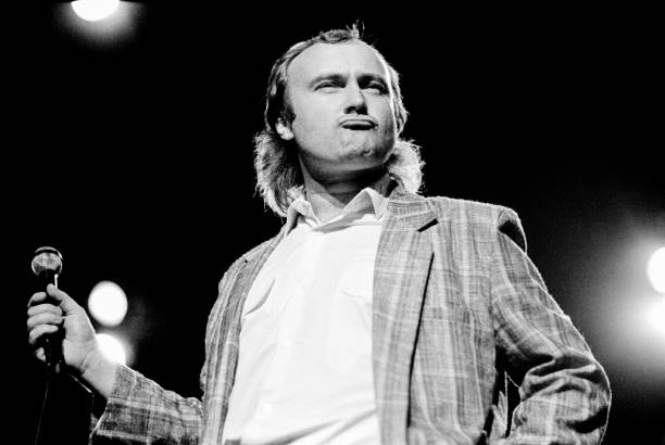 Singer Phil Collins performs in support of his album "No Jacket Required" at Madison Square Garden on July 1, 1985 in New York City, New York.