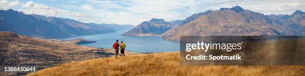 panoramic landscape view the remarkables national park new zealand - otago landscape stock pictures, royalty-free photos & images