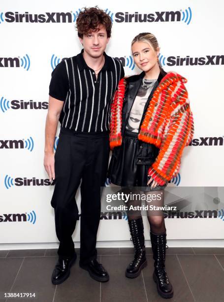 Singers Charlie Puth and Mimi Webb visit the SiriusXM studios on March 29, 2022 in New York City.