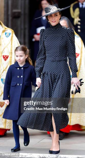 Princess Charlotte of Cambridge and Catherine, Duchess of Cambridge attends a Service of Thanksgiving for the life of Prince Philip, Duke of...