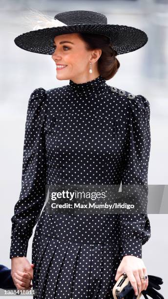 Catherine, Duchess of Cambridge attends a Service of Thanksgiving for the life of Prince Philip, Duke of Edinburgh at Westminster Abbey on March 29,...