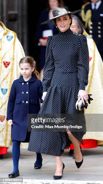Princess Charlotte of Cambridge and Catherine, Duchess of Cambridge attends a Service of Thanksgiving for the life of Prince Philip, Duke of...