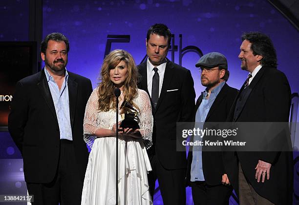 Alison Krauss & Union Station accept the award for Best Bluegrass Albumn for "Paper Airplane" onstage at the 54th Annual GRAMMY Awards held at...