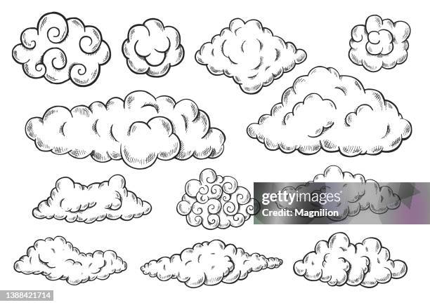wolken-set - cumulus stock-grafiken, -clipart, -cartoons und -symbole