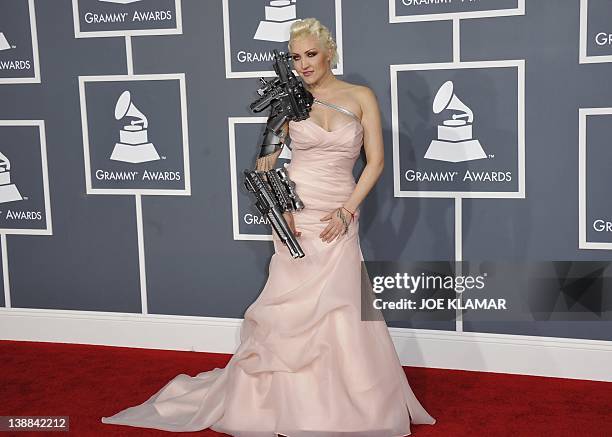 Sasha Gradiva arrives at the Staples Center for the 54th Grammy Awards in Los Angeles, California, February 12, 2012. AFP PHOTO Joe KLAMAR