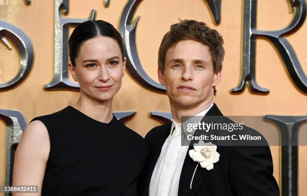 Eddie Redmayne and Katherine Waterston arrive at the "Fantastic Beasts: The Secret of Dumbledore" World Premiere at The Royal Festival Hall on March...