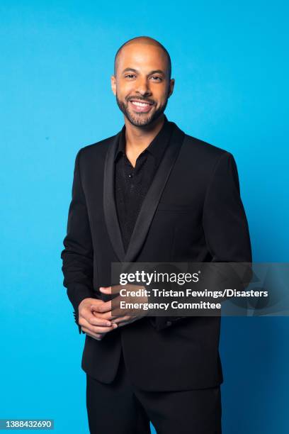 Marvin Humes poses backstage during a Concert for Ukraine at Resorts World Arena on March 29, 2022 in Birmingham, England. All proceeds from Concert...