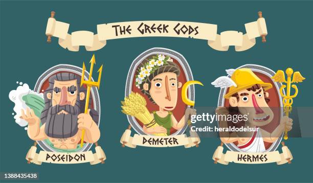 greek gods - flower crown stock illustrations