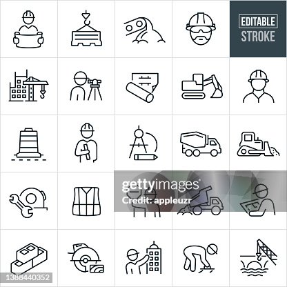Construction Thin Line Icons - Editable Stroke Construction Thin Line Icons - Editable Stroke