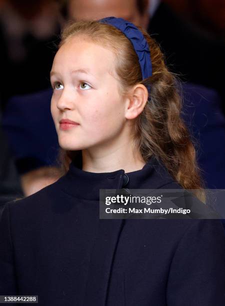 Savannah Phillips attends a Service of Thanksgiving for the life of Prince Philip, Duke of Edinburgh at Westminster Abbey on March 29, 2022 in...