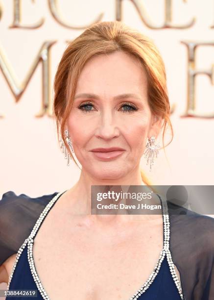 Rowling attends the World Premiere of "Fantastic Beasts: The Secrets Od Dumbledore" at The Royal Festival Hall on March 29, 2022 in London, England.