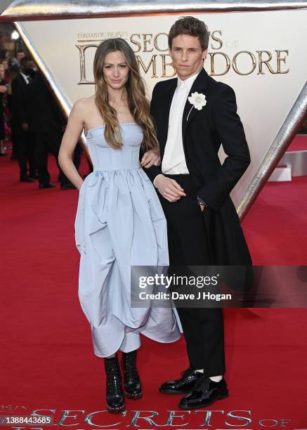 Hannah Redmayne and Eddie Redmayne attend the World Premiere of "Fantastic Beasts: The Secrets Od Dumbledore" at The Royal Festival Hall on March 29,...