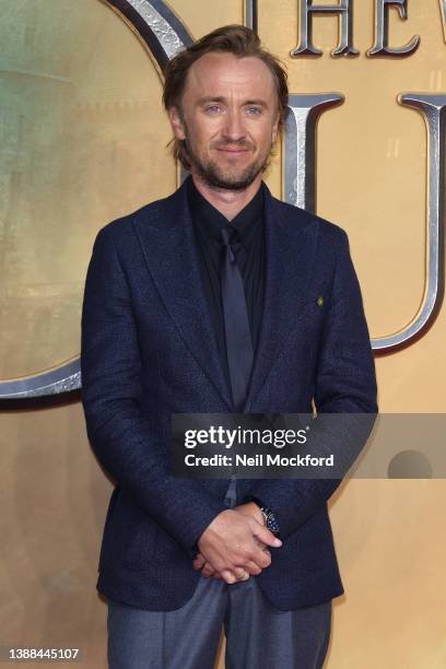 Tom Felton attends the "Fantastic Beasts: The Secrets of Dumbledore" World Premiere at The Royal Festival Hall on March 29, 2022 in London, England.