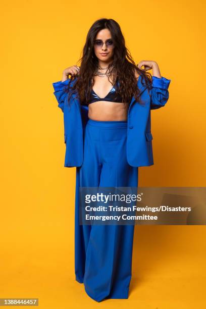 Camila Cabello poses backstage during a Concert for Ukraine at Resorts World Arena on March 29, 2022 in Birmingham, England. All proceeds from...