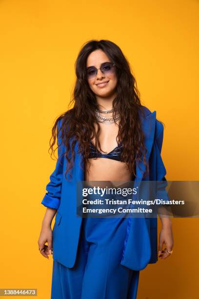 Camila Cabello poses backstage during a Concert for Ukraine at Resorts World Arena on March 29, 2022 in Birmingham, England. All proceeds from...