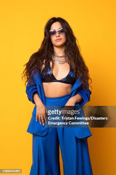 Camila Cabello poses backstage during a Concert for Ukraine at Resorts World Arena on March 29, 2022 in Birmingham, England. All proceeds from...