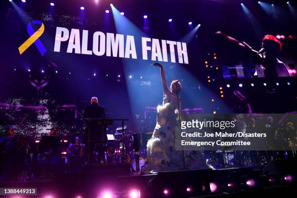 Paloma Faith performs during a Concert for Ukraine at Resorts World Arena on March 29, 2022 in Birmingham, England. All proceeds from Concert for...