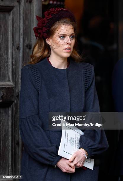 Princess Beatrice of York attends a Service of Thanksgiving for the life of Prince Philip, Duke of Edinburgh at Westminster Abbey on March 29, 2022...