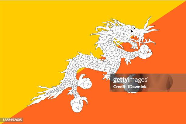 national flag of bhutan - indian subcontinent stock illustrations