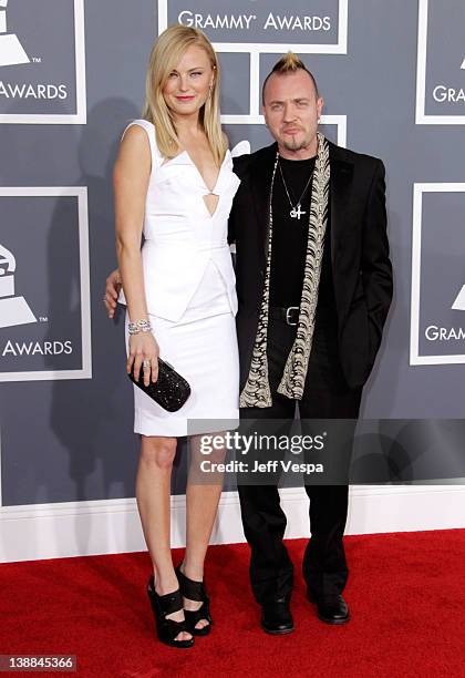 Actress Malin Akerman and Roberto Zincone arrive at The 54th Annual GRAMMY Awards at Staples Center on February 12, 2012 in Los Angeles, California.