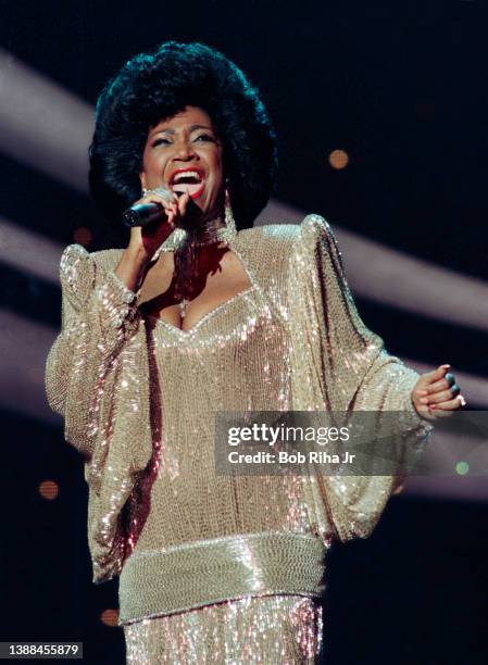 Patti Labelle performs in concert during 'Hollywood 100th Birthday' celebration, April 26, 1987 in Hollywood section of Los Angeles, California.