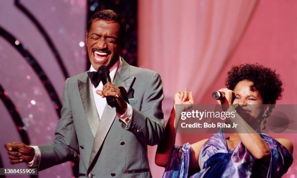 Sammy Davis Jr. Performs with Debbie Allen during 'Hollywood 100th Birthday' celebration, April 26, 1987 in Hollywood section of Los Angeles,...