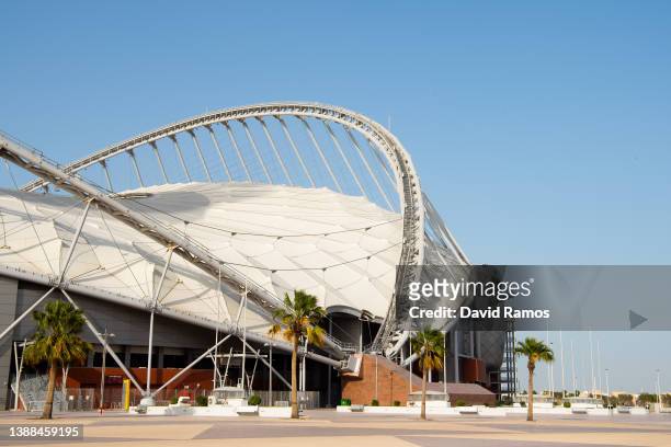 General view of the outside of the Khalifa International stadium ahead of the FIFA World Cup Qatar 2022 on March 29, 2022 in Doha, Qatar. Khalifa...