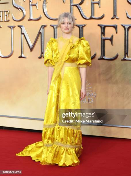 Alison Sudol attends "Fantastic Beasts: The Secrets of Dumbledore" World Premiere at The Royal Festival Hall on March 29, 2022 in London, England.