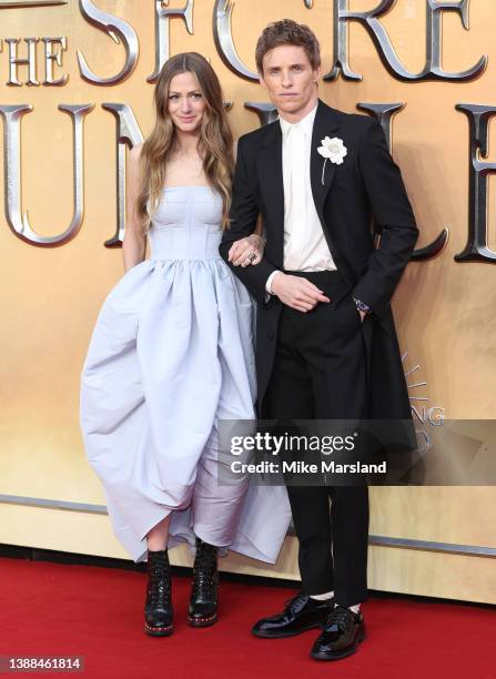 Eddie Redmayne and Hannah Bagshawe attend "Fantastic Beasts: The Secrets of Dumbledore" World Premiere at The Royal Festival Hall on March 29, 2022...