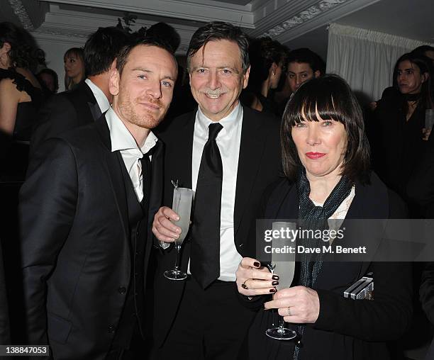 Michael Fassbender and his parents Josef Fassbender, Adele Fassbender attend the Weinstein Company and Entertainment Film Distributors Post-BAFTA...