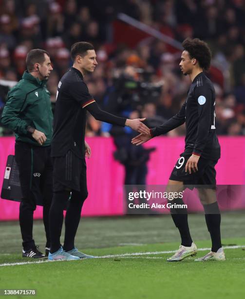 Julian Draxler of Germany replaces Leroy Sane during the international friendly match between Netherlands and Germany at Johan Cruijff Arena on March...