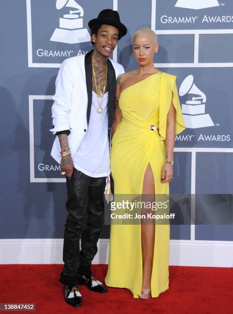 Rapper Wiz Khalifa and model Amber Rose arrive at 54th Annual GRAMMY Awards held the at Staples Center on February 12, 2012 in Los Angeles,...