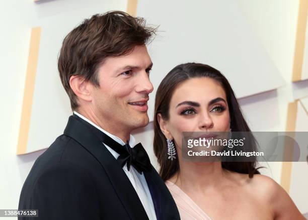 Ashton Kutcher and Mila Kunis attend the 94th Annual Academy Awards at Hollywood and Highland on March 27, 2022 in Hollywood, California.