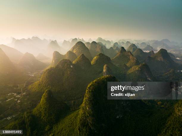 mountain sunset scenery in guilin,china - guilin stock pictures, royalty-free photos & images