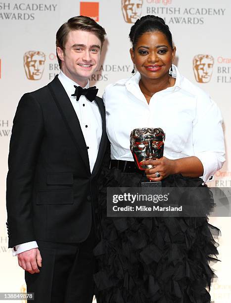 Daniel Radcliffe and Octavia Spencer seen at the press room at Orange British Academy Film Awards 2012 at The Royal Opera House on February 12, 2012...