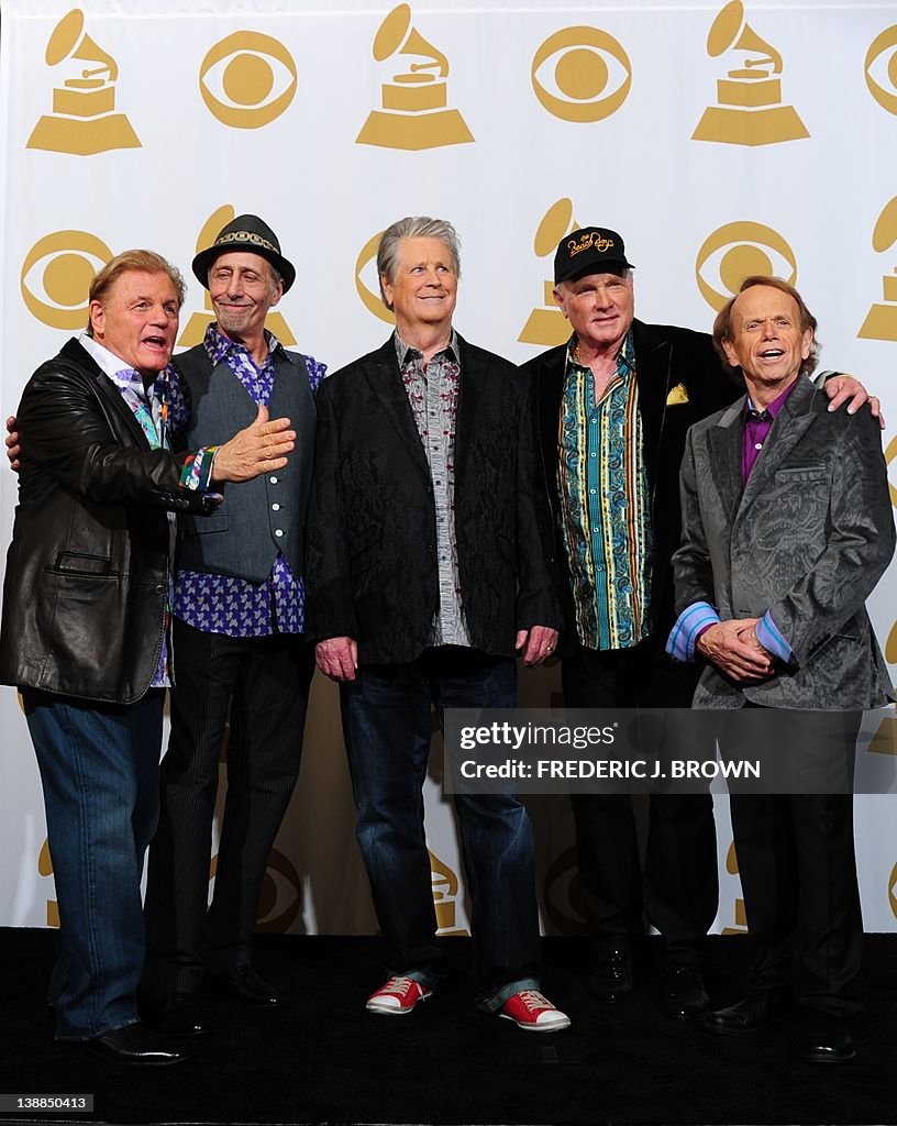 The Beach Boys pose backstage at the 54t
